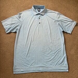 Footjoy Polo Shirt Mens Extra Large Blue White Stripped Fox Logo Golf